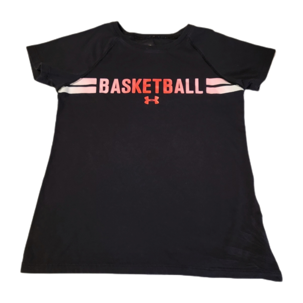 Under Armour Basketball Pink White Black Graphic Tee Youth Small